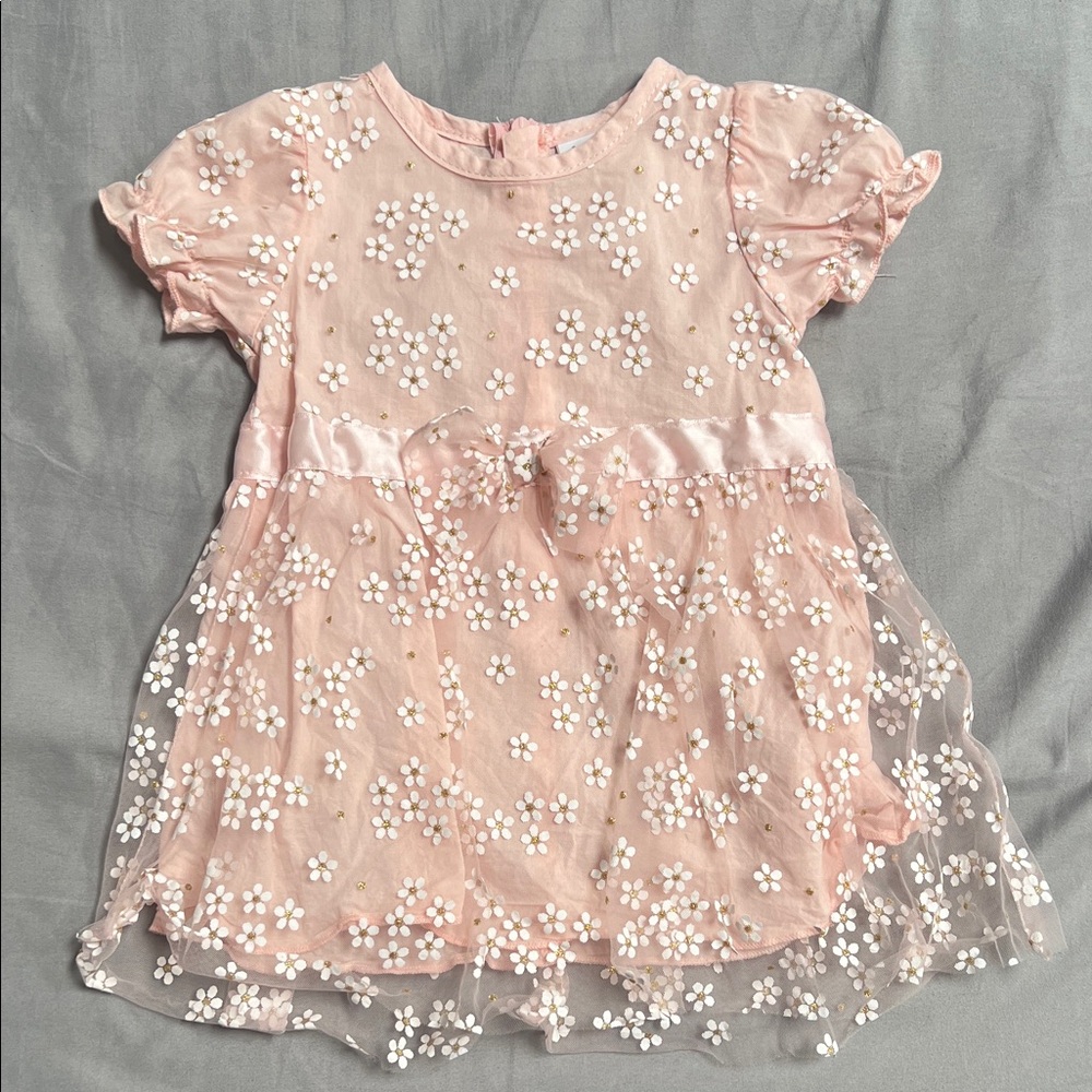 Pink Floral Tulle Party Dress